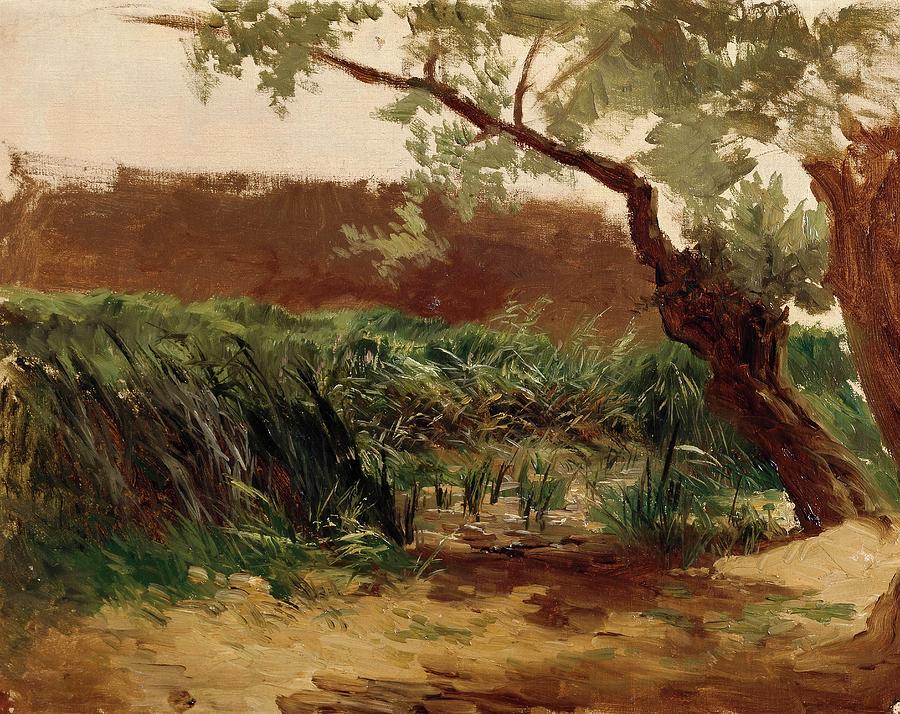 Carlos de Haes / Bullrush -Piedra-, ca. 1872, Spanish School, Canvas, 32,5 cm x 42 cm, P06871. Painting by Carlos de Haes -1829-1898-