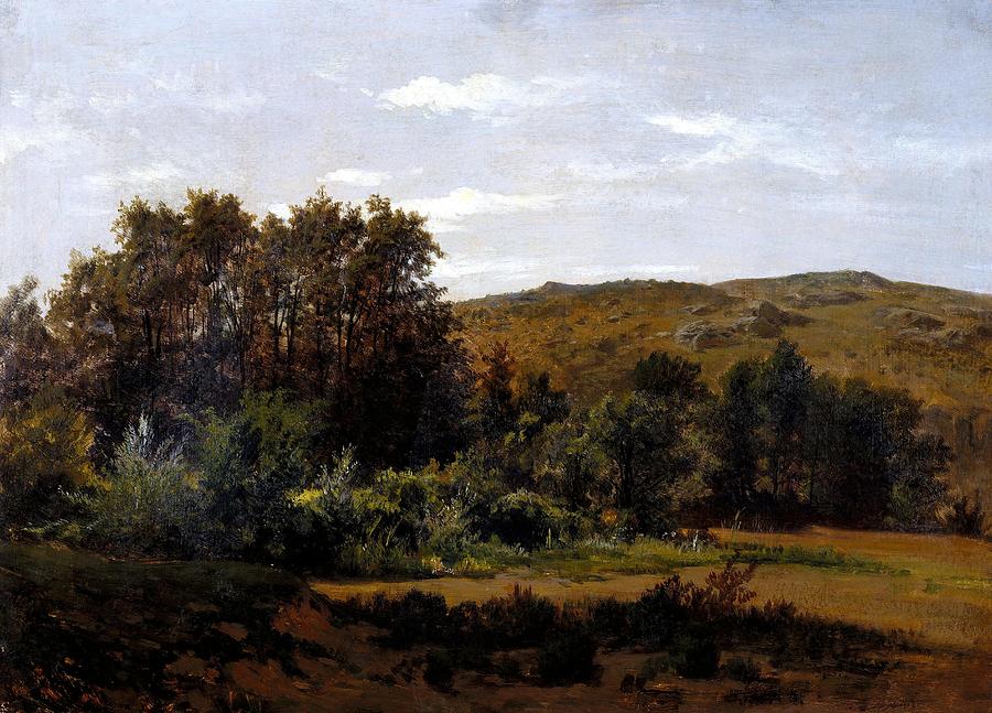 Carlos de Haes / Grove -Monasterio de Piedra-, ca. 1856, Spanish School, Paper, 26 cm x 37 cm. Painting by Carlos de Haes -1829-1898-