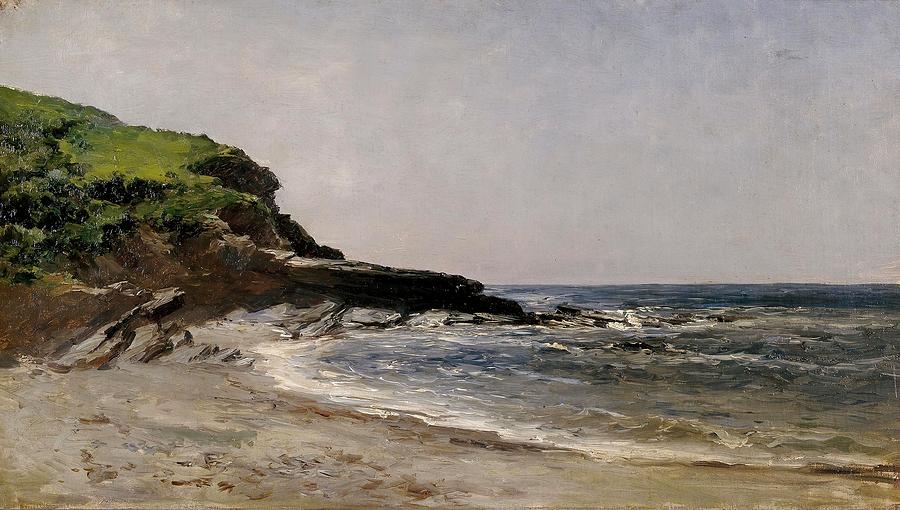 Carlos de Haes / Guethary Beach, ca. 1881, Spanish School, Canvas, 34 cm x 61 cm, P06540. Painting by Carlos de Haes -1829-1898-