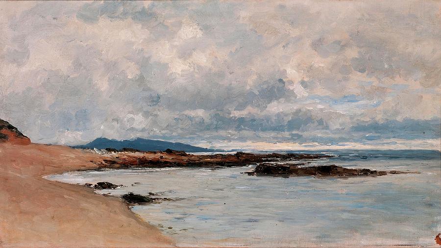 Carlos de Haes / Hendaya Beach, ca. 1881, Spanish School, Canvas, 33,5 cm x 59,5 cm, P04052. Painting by Carlos de Haes -1829-1898-