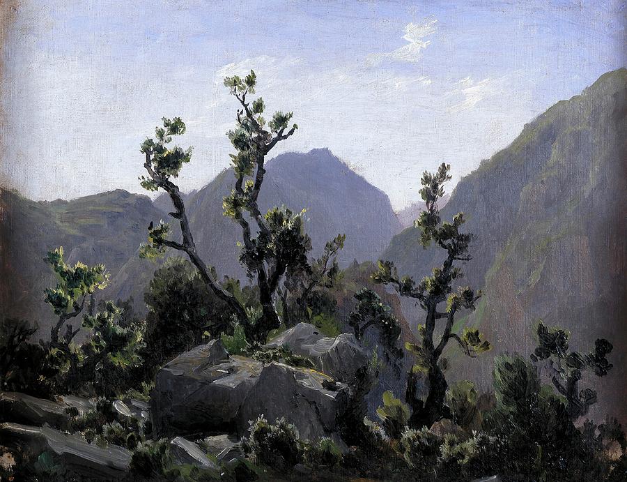 Carlos de Haes / Mountains -Asturias-, ca. 1874, Spanish School, Canvas, 32,2 cm x 41 cm, P06379. Painting by Carlos de Haes -1829-1898-