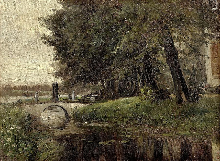 Carlos de Haes / Nijmegen -Holland-, ca. 1877, Spanish School, Canvas, 29,8 cm x 40,3 cm, P05779. Painting by Carlos de Haes -1829-1898-