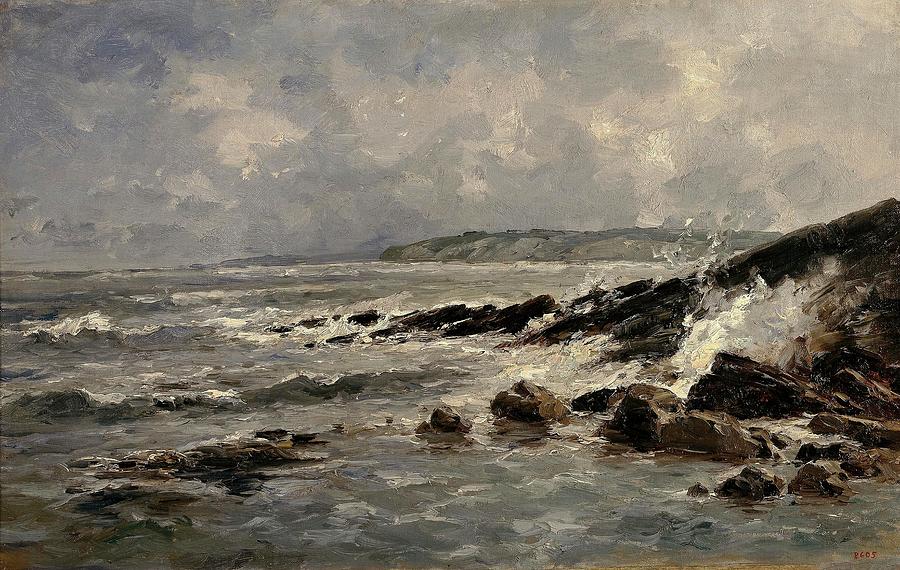 Carlos de Haes / Rompientes de olas -Lequeitio-, ca. 1872. Painting by Carlos de Haes -1829-1898-