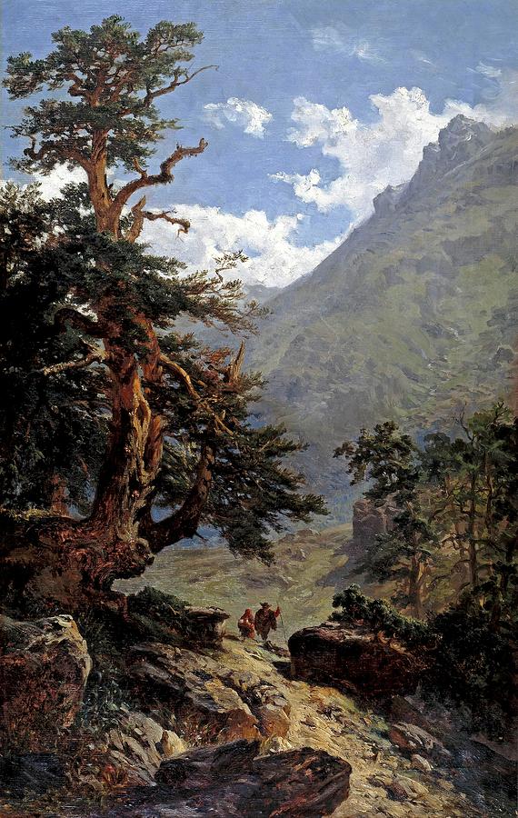 Carlos de Haes / The Lane, 1871, Spanish School, Oil on canvas, 93,7 cm x 60,4 cm, P07556. Painting by Carlos de Haes -1829-1898-