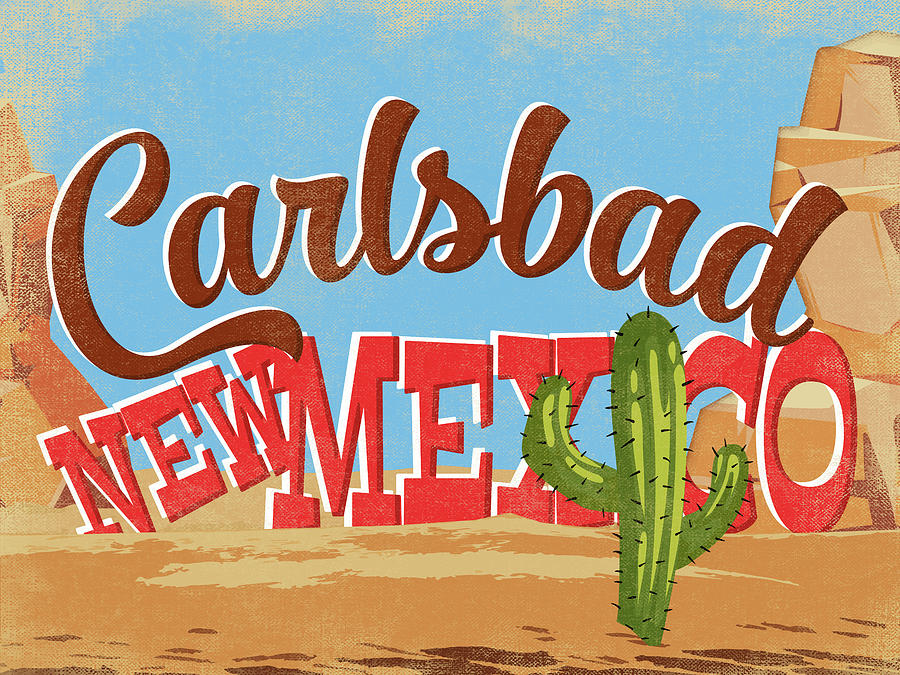 Carlsbad Digital Art - Carlsbad New Mexico Cartoon Desert by Flo Karp
