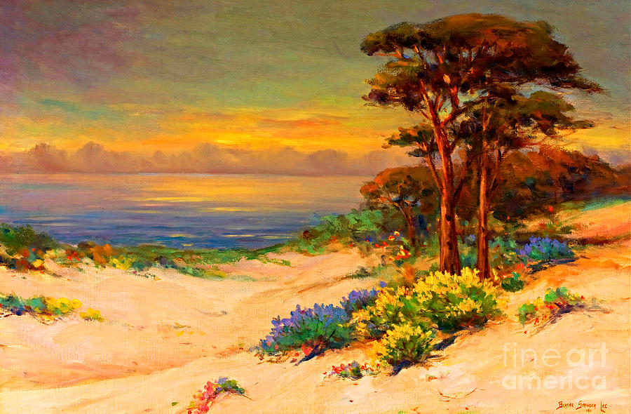 Carmel Beach Sunset Painting by Peter Ogden