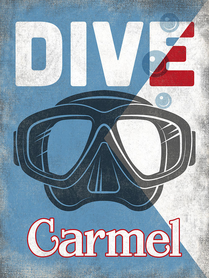Carmel-by-the-sea Digital Art - Carmel California Vintage Scuba Diving Mask by Flo Karp
