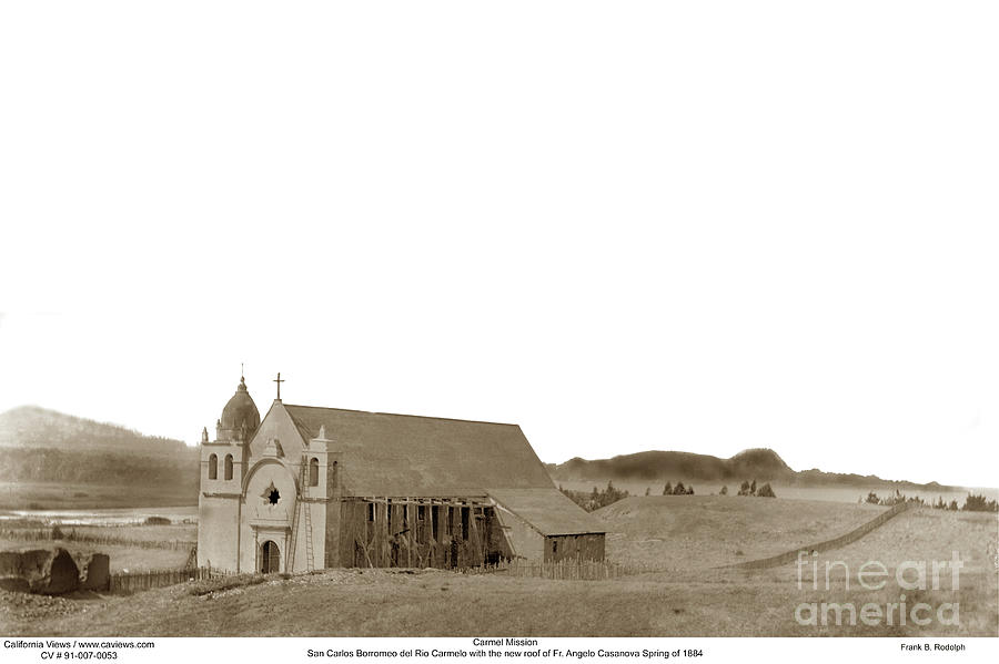 Carmel Mission Photograph - Carmel Mission Circa 1884 by Monterey County Historical Society