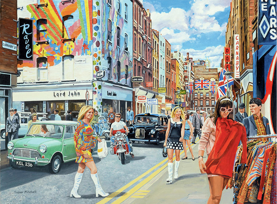 Car Painting - Carnaby Street In The 60s by Trevor Mitchell