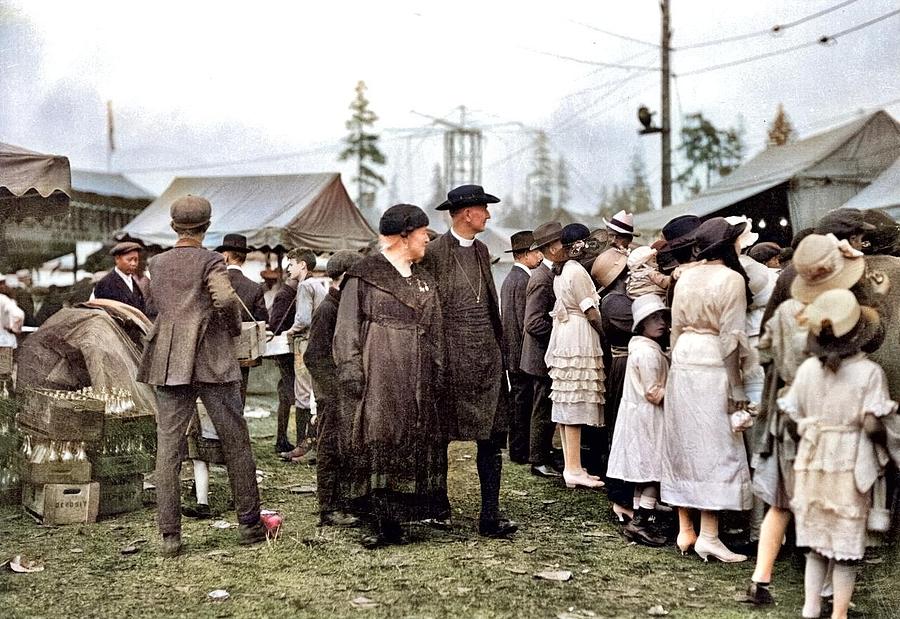 Carnival Spectators, Vancouver, Ca. 1920 Colorized By Ahmet Asar Painting