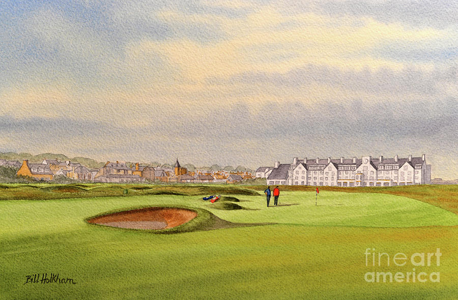 Carnoustie Golf Course Scotland With Clubhouse Painting