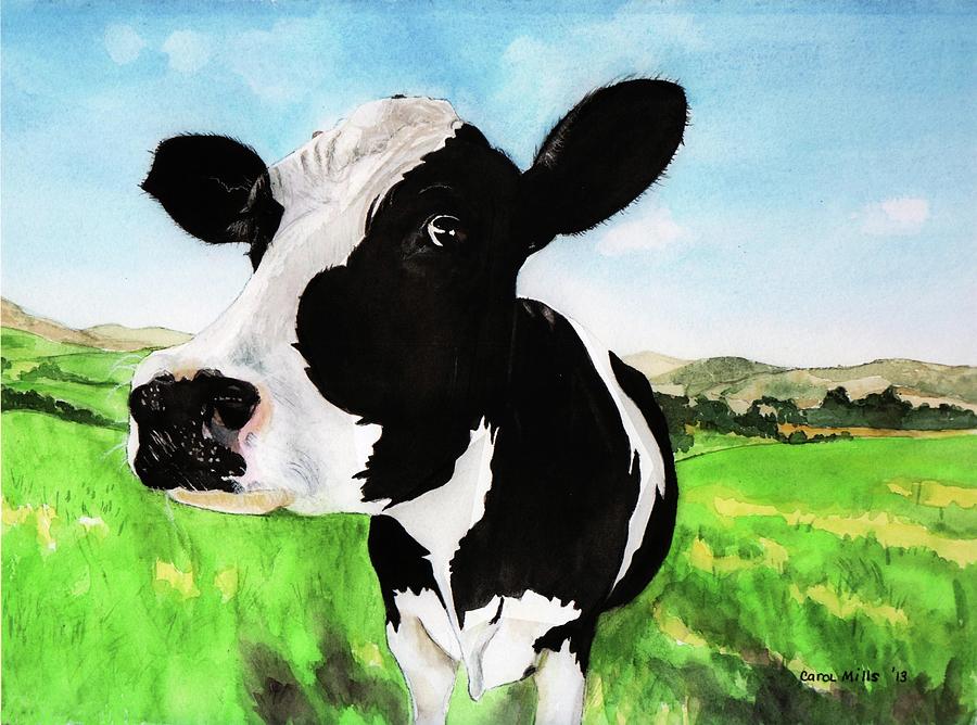 Carol Mills - Cow #2 Pretty Girl Painting by Carol Mills - Fine Art America