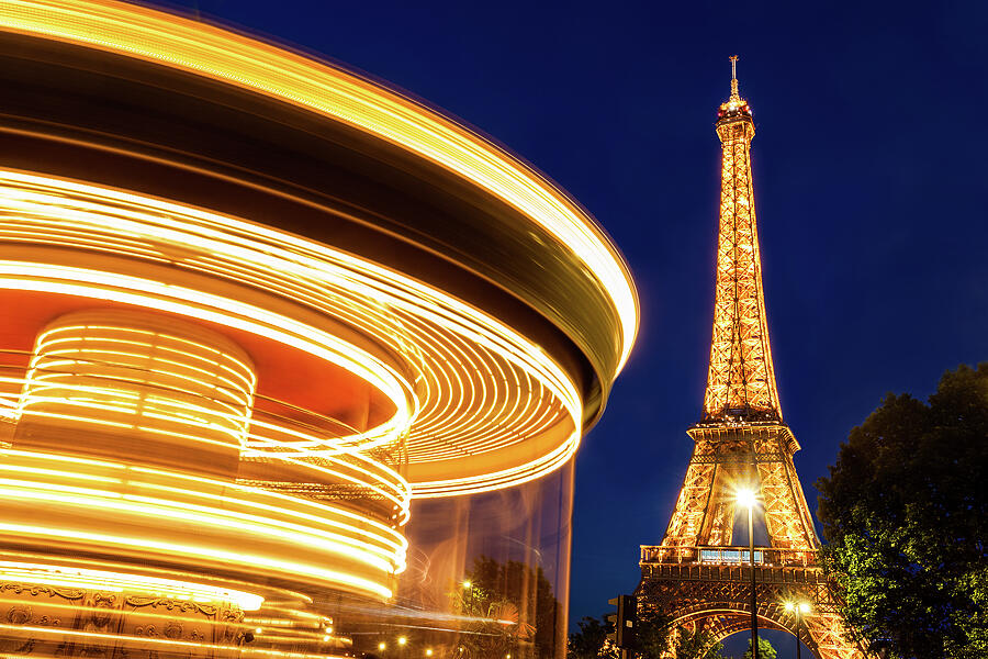 Paris Photograph - Carousel and the Eiffel Tower by Andrew Soundarajan