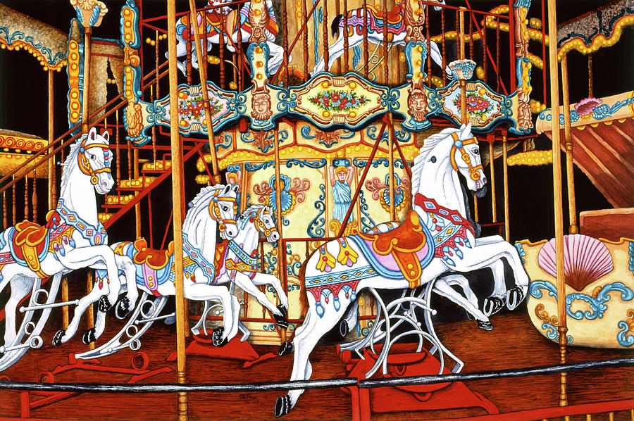 Carousel Painting - Carousel At The Fair by Thelma Winter