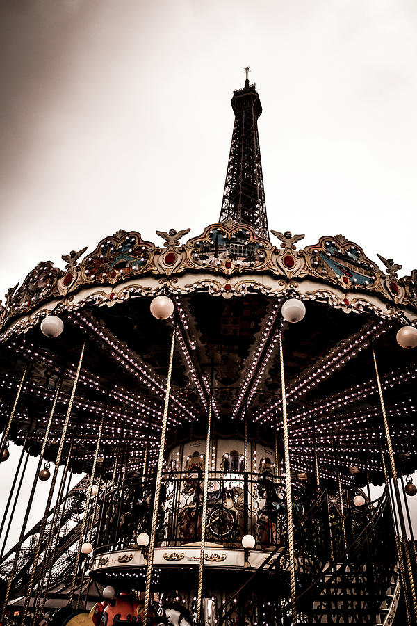 Carousel by the Eiffel Tower Photograph by Georgia Clare