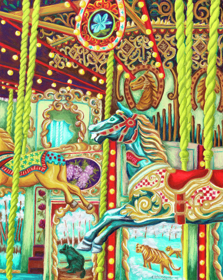 Merry Go Round Painting - Carousel Henri Henry by Andrea Strongwater