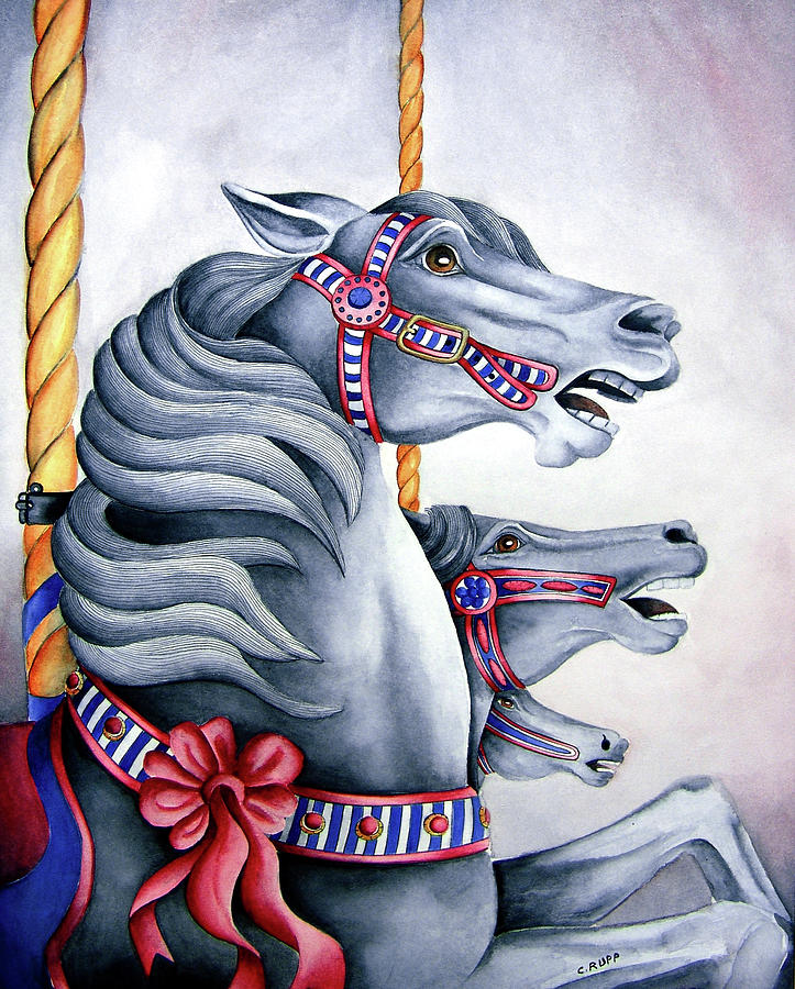 Summer Painting - Carousel Horses by Carol J Rupp