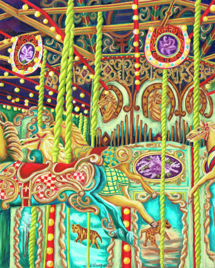Merry Go Round Painting - Carousel No Name Horses by Andrea Strongwater
