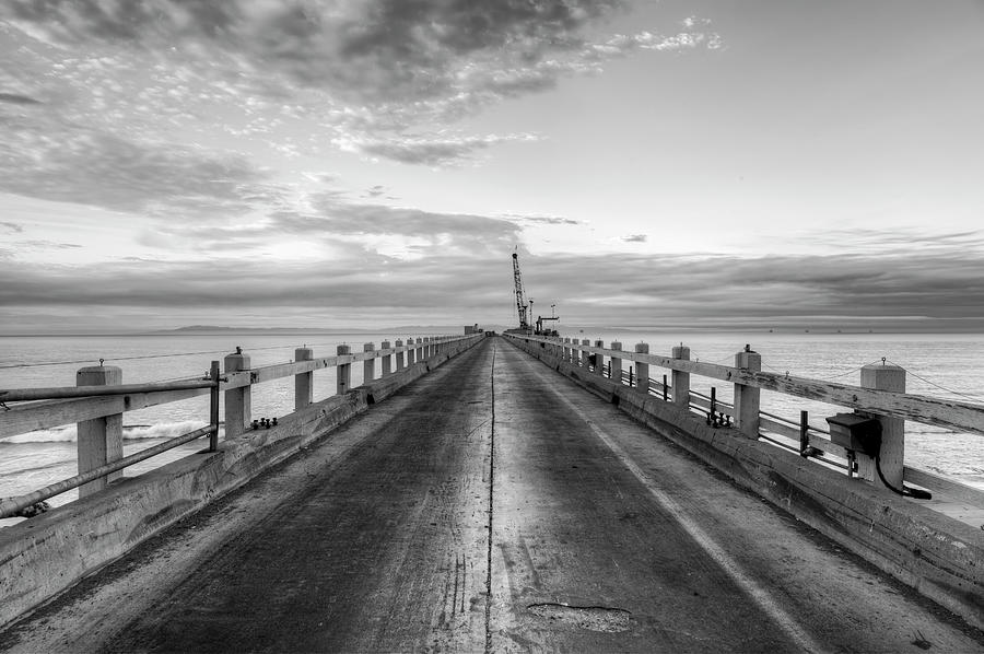Black And White Photograph - Carpinteria Pier View II by Chris Moyer