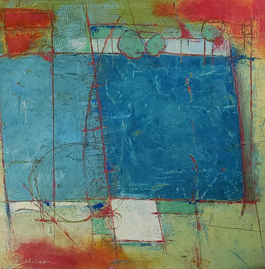 Carre Bleu Painting by Ellen Kirwan Carre Bleu Painting by Ellen Kirwan