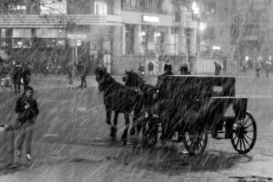 Winter Photograph - Carriage In Winter Storm by Alwin Koops