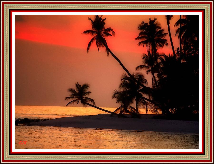 Carribean Island Sunset Fantasy L A S With Printed Frame Digital Art