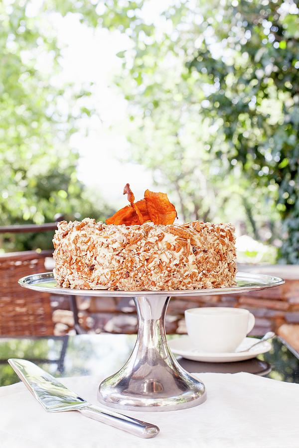 Carrot And Banana Cake With Vanilla Buttercream And Pecans Photograph by Great Stock!