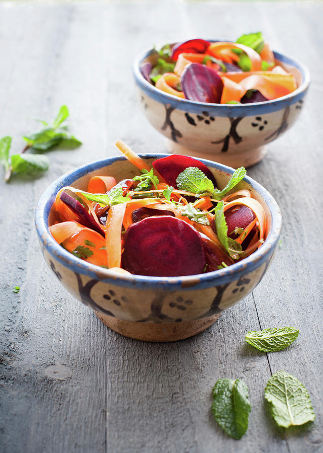 Carrot And Beetroot Salad With Mint morocco Photograph by Yasmijn Tan