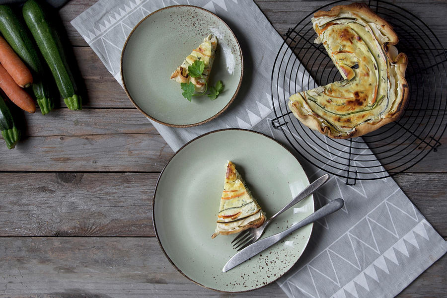 Carrot And Courgette Quiche, Sliced Photograph by Valentina T.