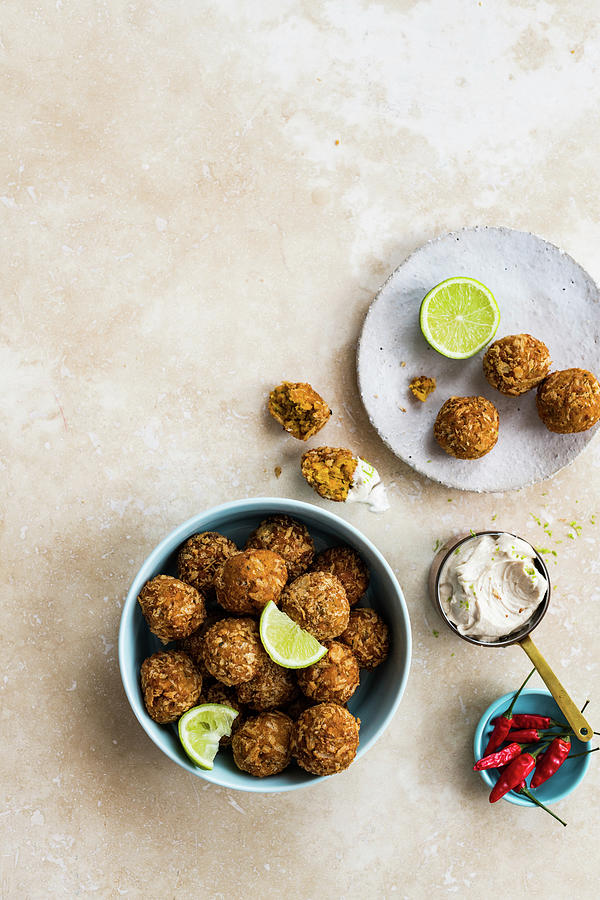 Carrot-and-harissa Falafel With Tahini-and Lime Yoghurt Photograph by Great Stock!