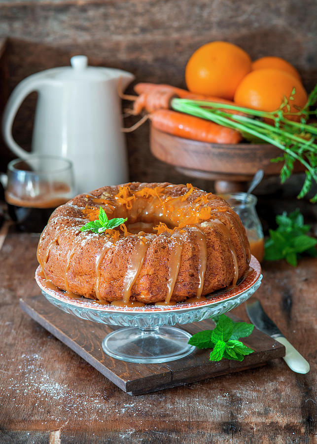 Carrot And Orange Cake With Salted Caramel Photograph by Irina Meliukh