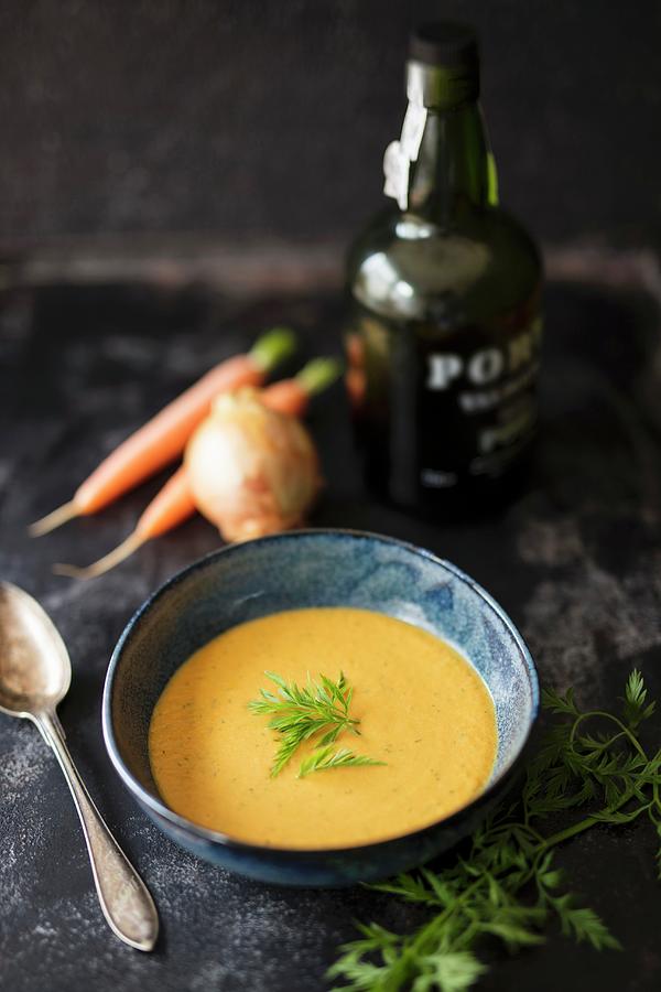 Carrot Cream Soup With Dill And Port Wine Photograph by Jan Wischnewski
