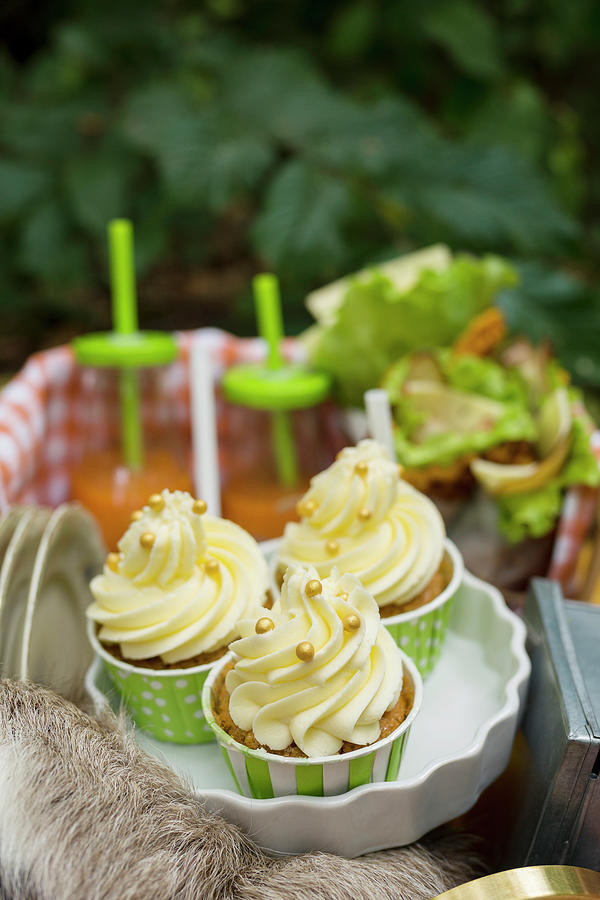 Carrot Cupcakes For A Picnic Photograph by Cecilia Mller