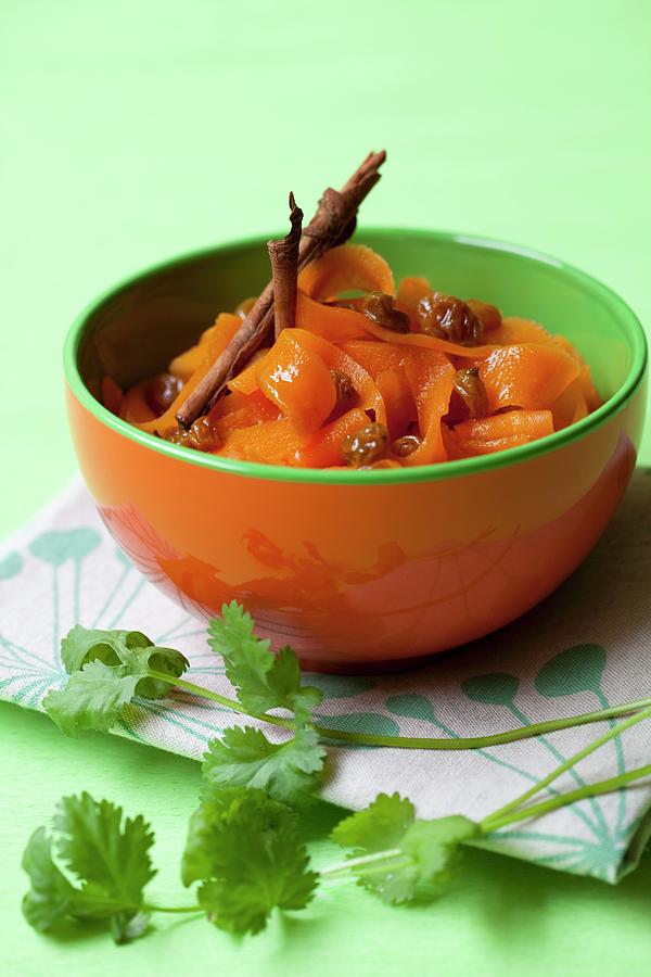 Carrot Salad With Turmeric, Raisins And Cinnamon Photograph by Hilde Mche