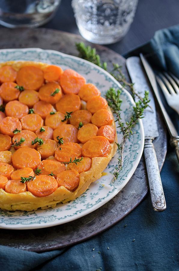 Carrot Tarte Tatin With Thyme And Goats Cheese Photograph by Aniko Szabo