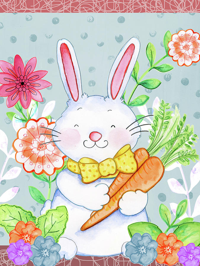 Carrots And Bunny Mixed Media by Valarie Wade