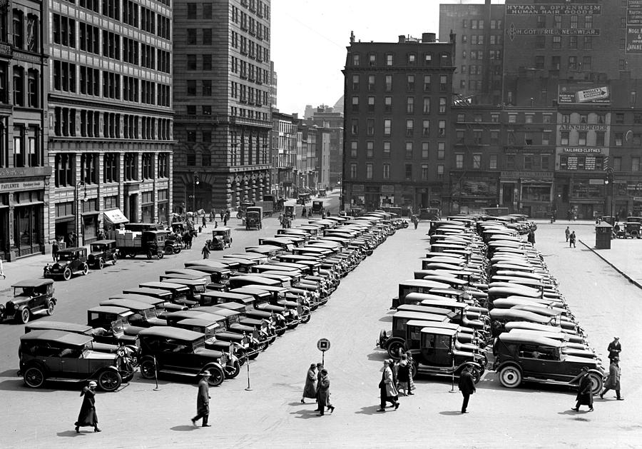 Cars Parked In Union Square Photograph by New York Daily News Archive