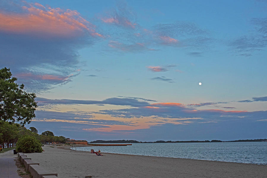 Carson Beach Sunset Boston MA Castle Island Red Sky Photograph by Toby McGuire