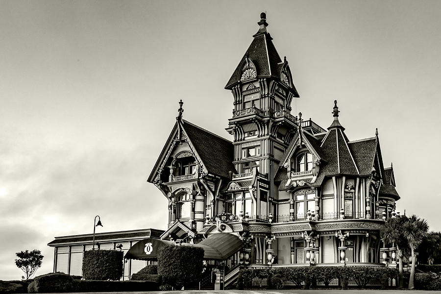 Carson Mansion Black And White Photograph
