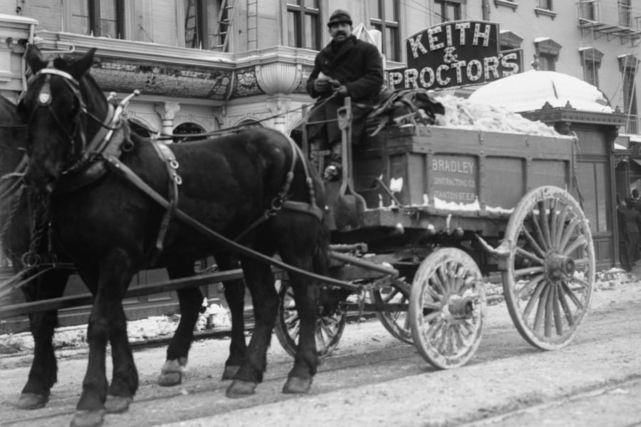 Carting Snow from New York Streets by Horse & Wagon Painting by Unknown