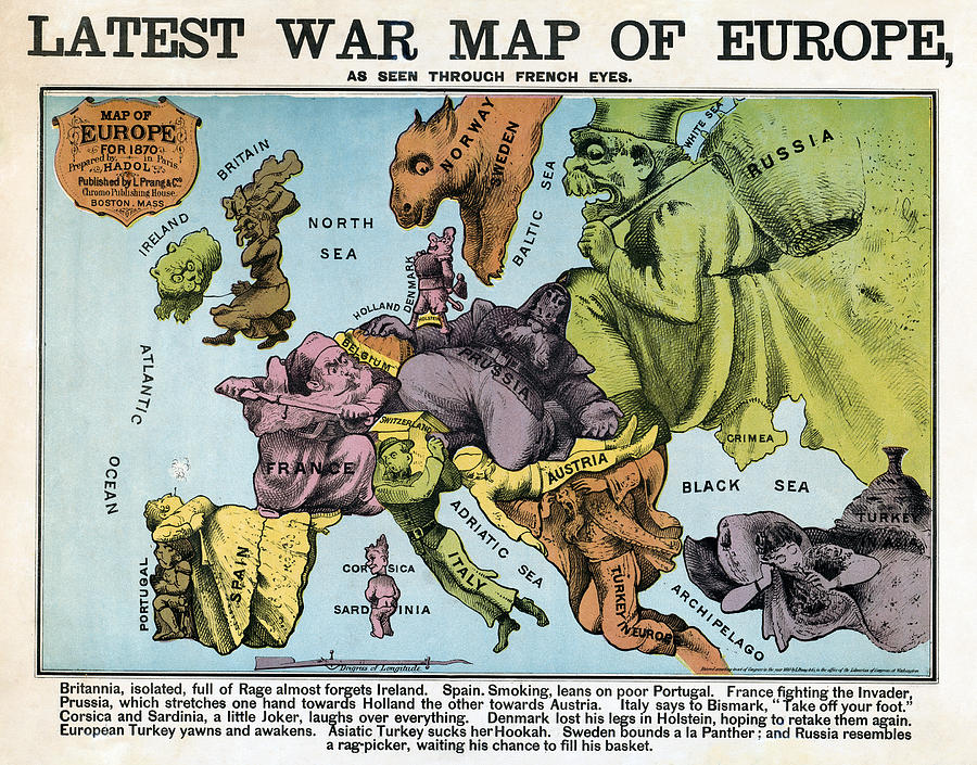 Cartoon - Europe War Map Painting by Paul Hadol