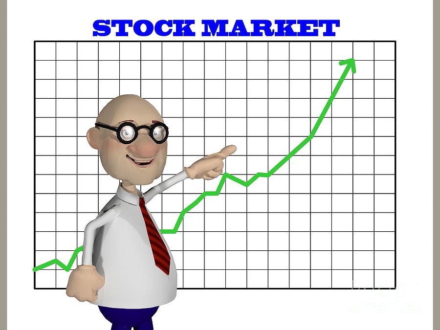 Cartoon Guy In Front Of An Up Stock Market Chart Photograph by Jonathan  Lingel - Fine Art America