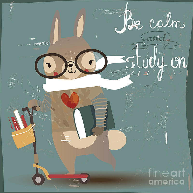 Cartoon Hare With Books Digital Art by Elena Barenbaum Cartoon Hare With Books Digital Art by Elena Barenbaum