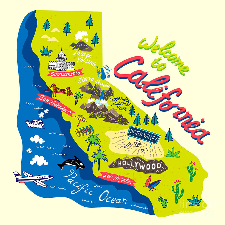 Cartoon Map Of California | Printable Map