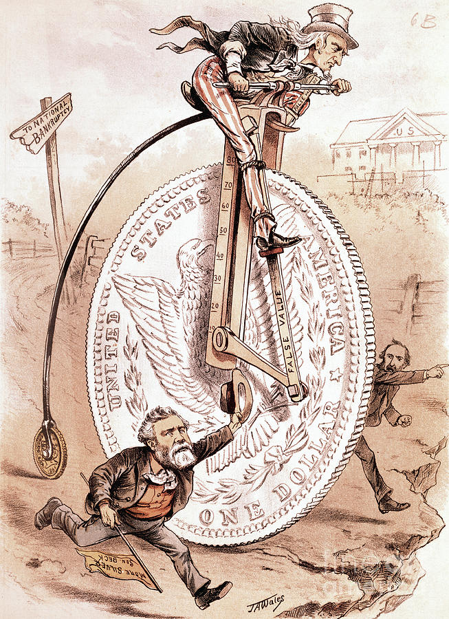 Cartoon Of Uncle Sam On Bicycle Photograph by Bettmann