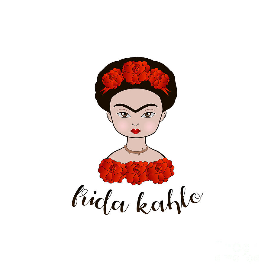 Cartoon Portrait Of Frida Kahlo Digital Art by Shawlin I