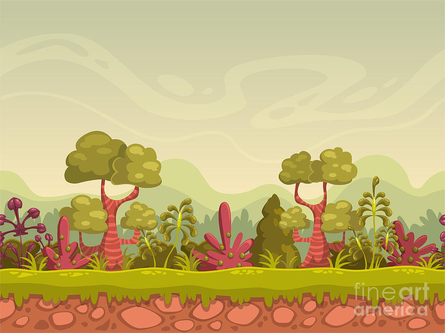 Cartoon Seamless Nature Landscape Digital Art by Lilu330 - Fine Art America