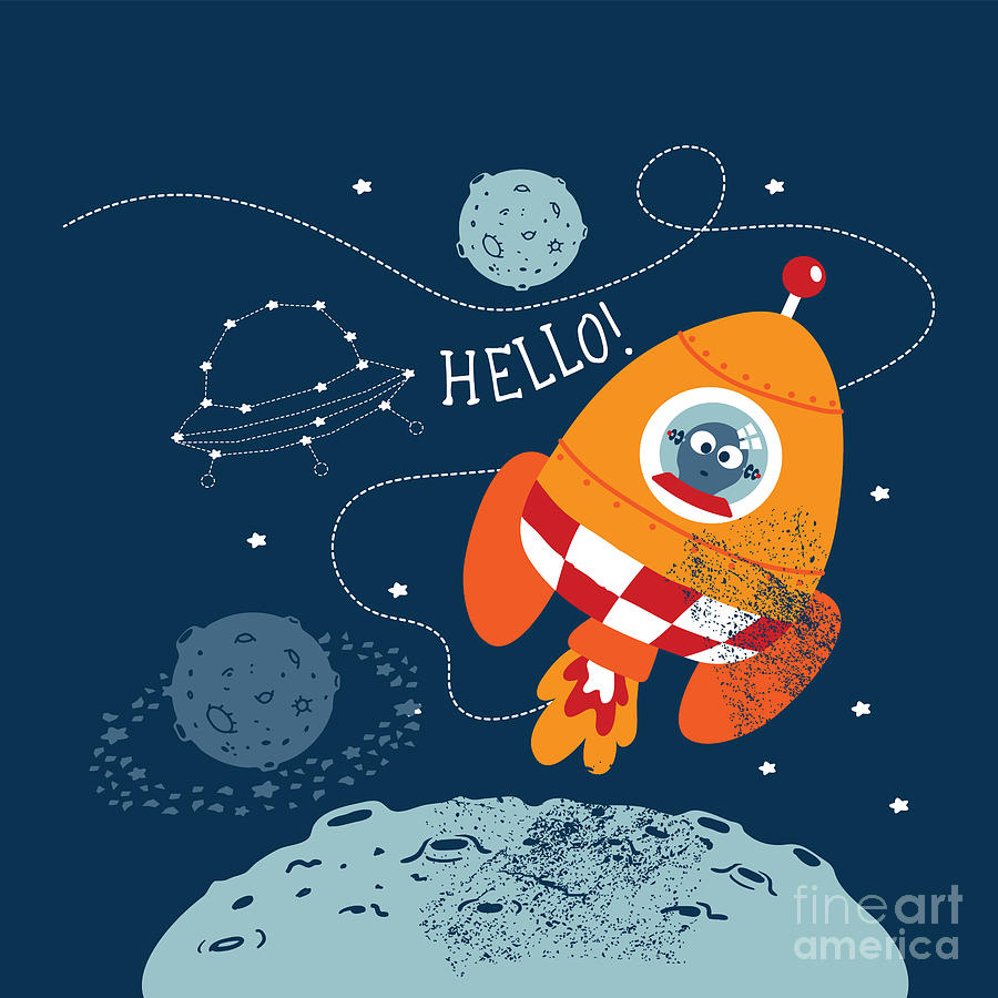 Cartoon Vector Illustration Of Space Digital Art by Graphic7 - Fine Art ...