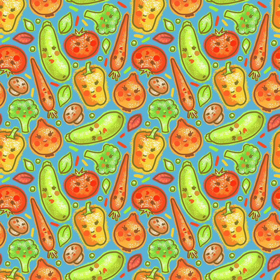 Broccoli Digital Art - Cartoon Vegetables 4 by Anastasia Khoroshikh