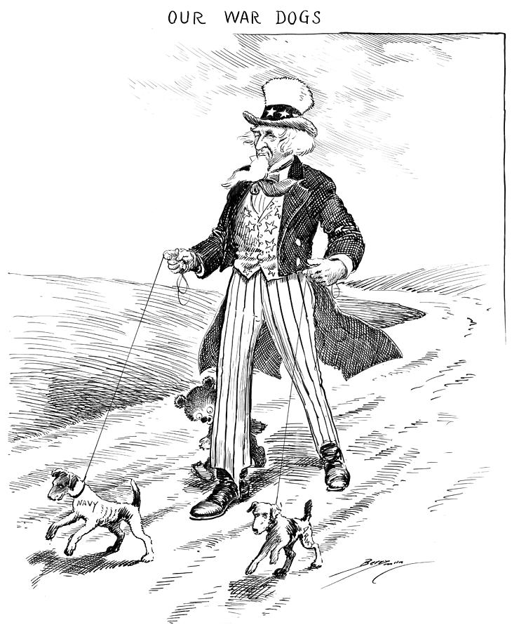 Cartoon - Our War Dogs, 1914 Drawing by Clifford Berryman Cartoon - Our War Dogs, 1914 Drawing by Clifford Berryman